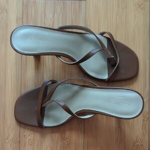 Ann Taylor Brown Leather Heeled Sandals